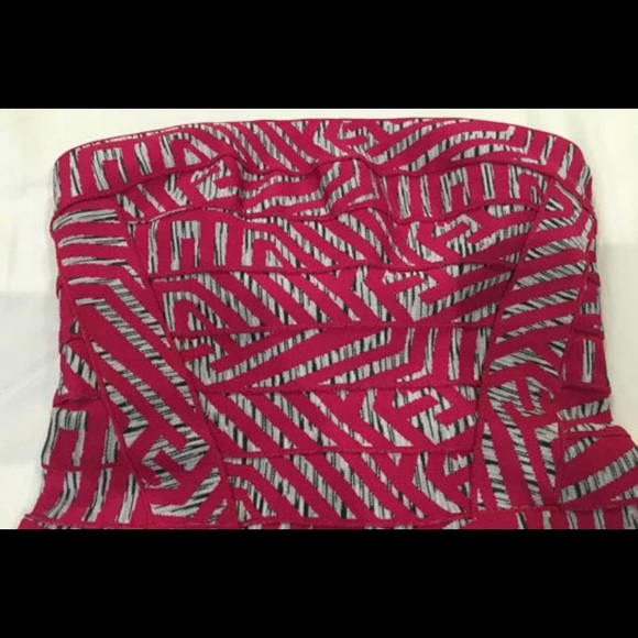 Herve Leger Pink Grey Strapless Bandage Dress xs - Picture 3 of 9